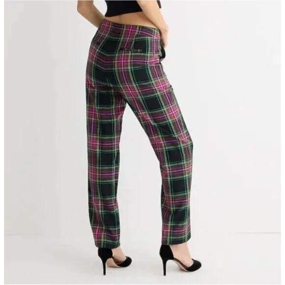 NWOT J. Crew Kate Straight-Leg Pant in Pink Stewart Tartan Plaid Wool Size 8 - Picture 2 of 12